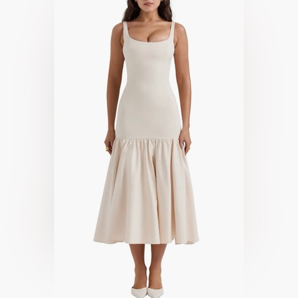 Amore Vintage Creme Drop Waist Midi Dress - Picture 6 of 6